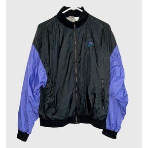 VTG Nike Windbreaker Jacket Men's Black Purple Color Block, Lined Size M